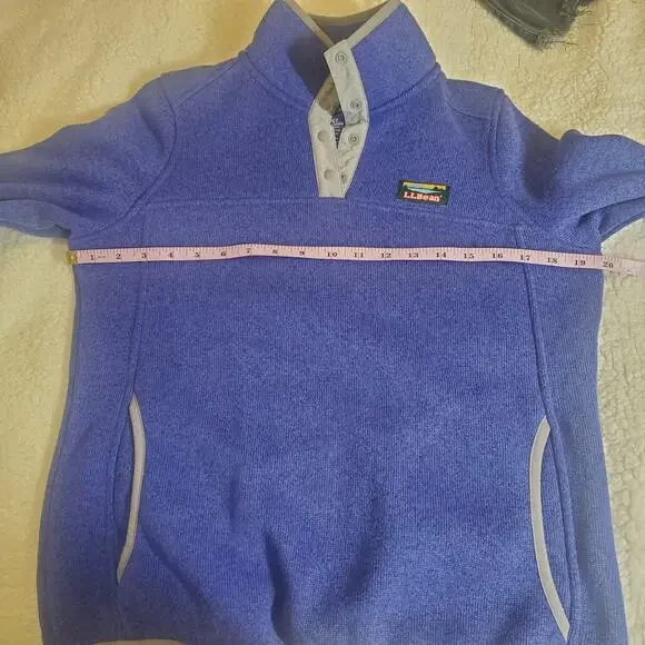 L.L. Bean Quarter Snap Knit Fleece Sweater Jacket Blue Women's XS Petite - Picture 11 of 12